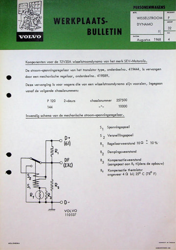 Bulletin Wisselstroomdynamo SEV Motorola '68