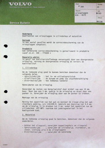 Bulletin Vriespluggen D16, B172 '85 '88