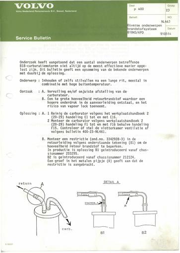 400 Bulletin Brandstofsysteem B18KDKPD Mei'91